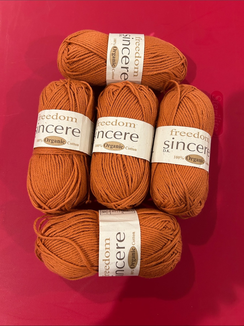 Freedom Sincere Organic Cotton Yarn - Burnt Orange (5 Skeins)